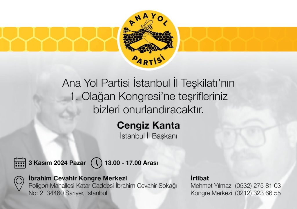 Anayol Partisi İstanbul İl Kongresi: 3 Kasım’da